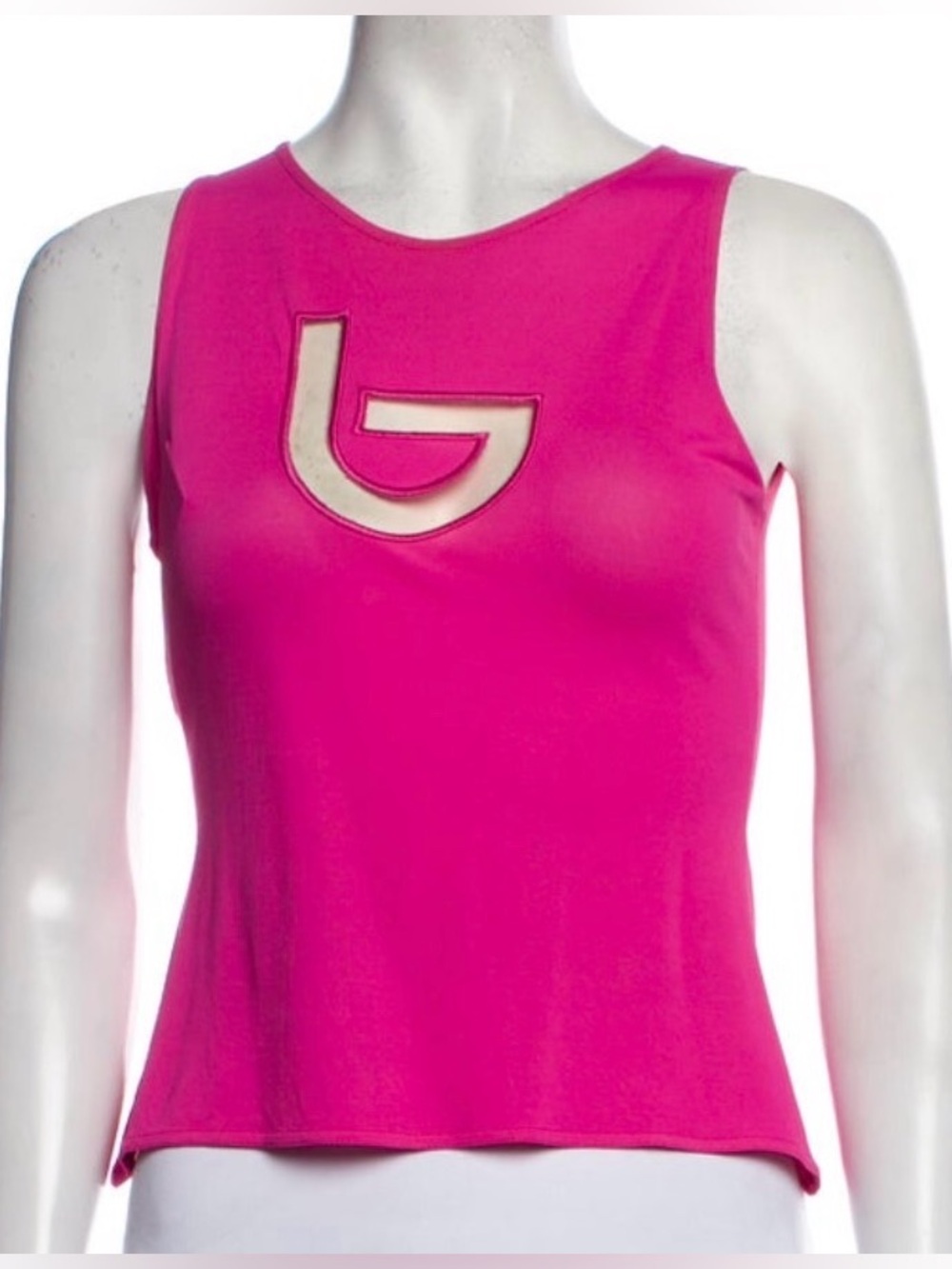 Vintage 1995 Byblos Sleeveless Cutout Logo Tank Top Hot Pink sz Medium
